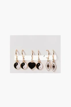 Yin Yang Charm Drop Earring Set