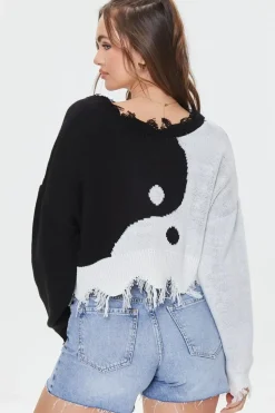 Yin Yang Cropped Sharkbite Sweater