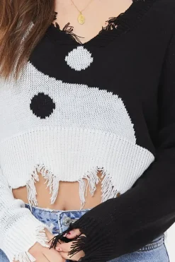Yin Yang Cropped Sharkbite Sweater