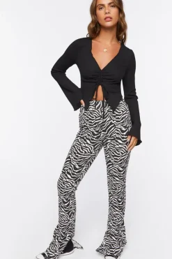 Zebra Print Bootcut Jeans
