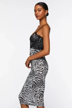 Zebra Print Combo Midi Dress
