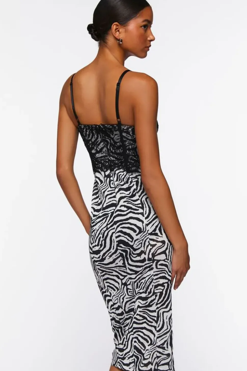 Zebra Print Combo Midi Dress