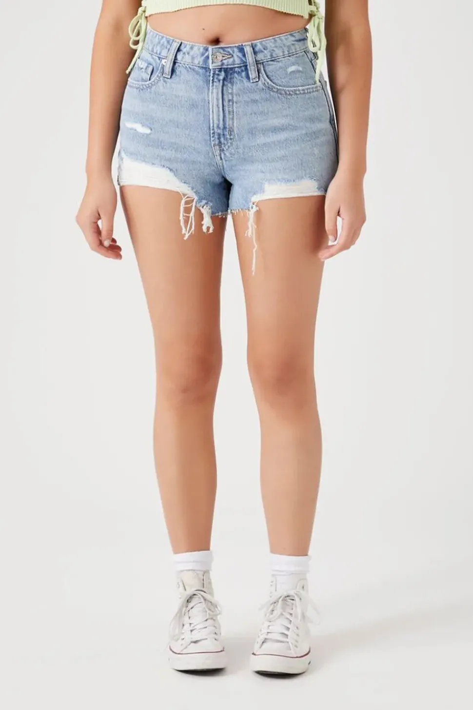 Zebra Print-Pocket Denim Shorts