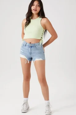 Zebra Print-Pocket Denim Shorts