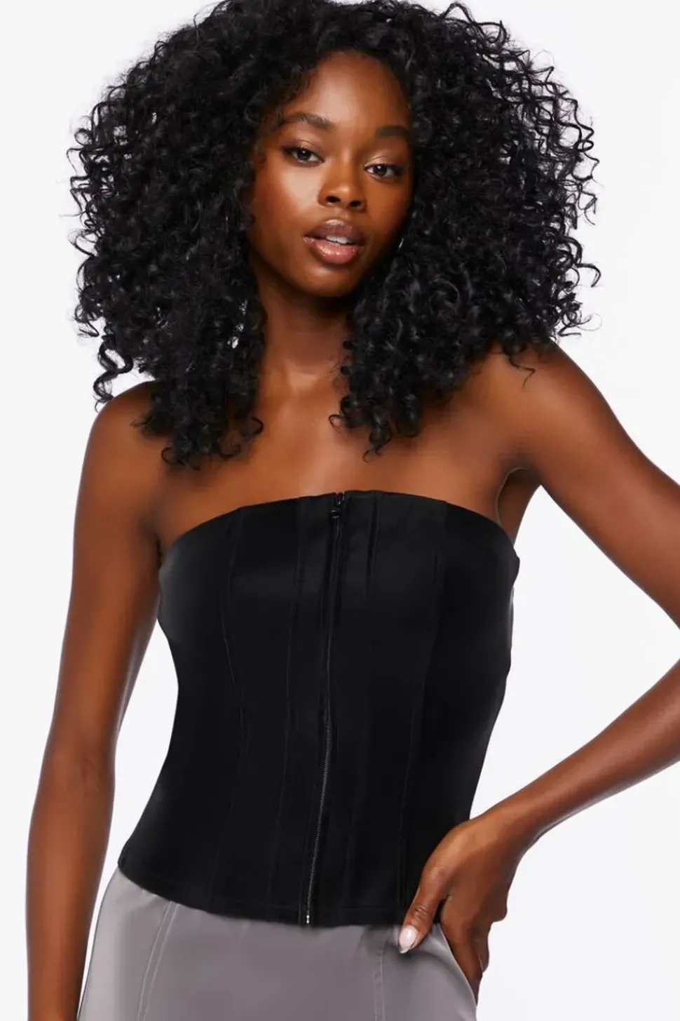 Zip-Front Bustier Tube Top