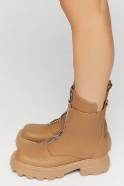 Zip-Front Faux Leather Booties