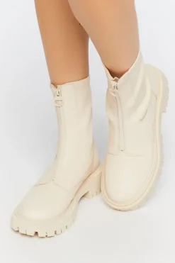 Zip-Front Faux Leather Booties