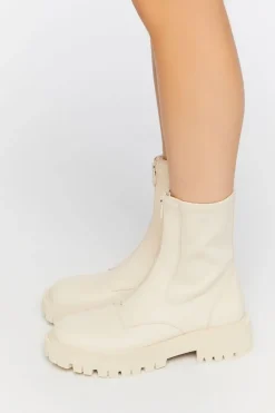 Zip-Front Faux Leather Booties