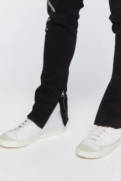 Zip-Hem Embroidered Skinny Jeans