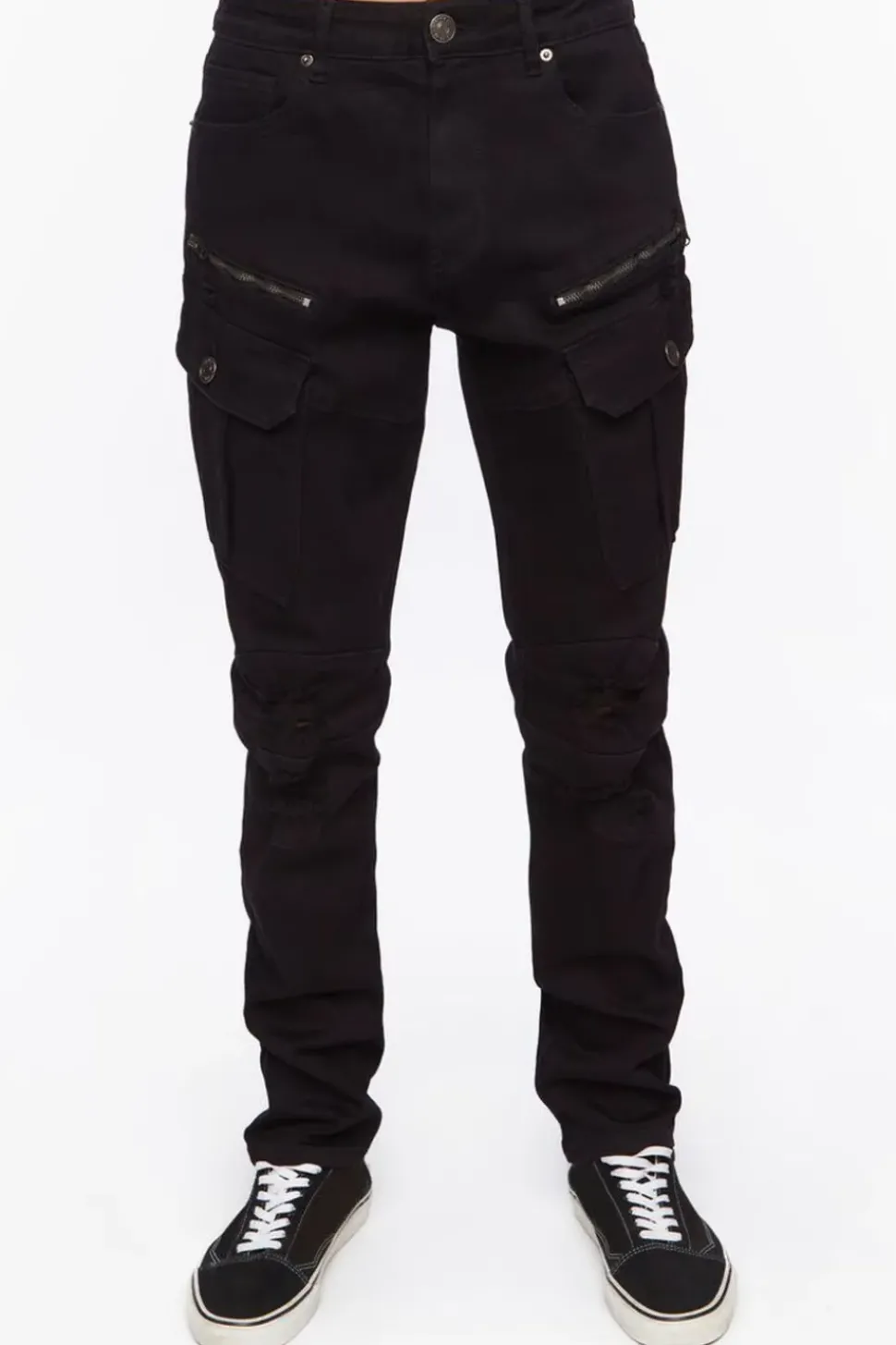 Zippered Slim-Fit Jeans