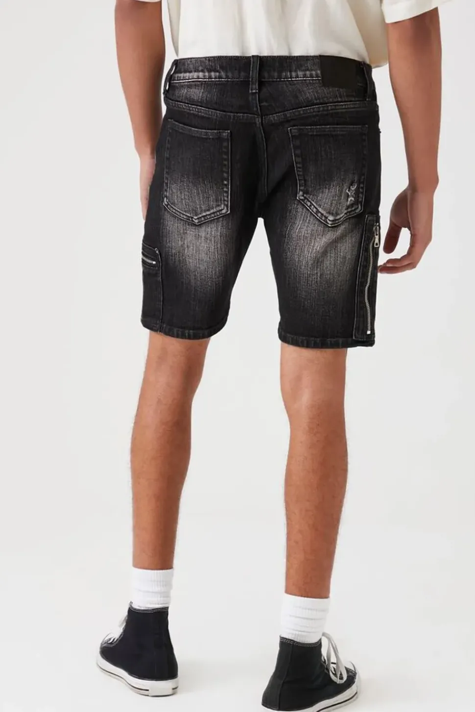 Zip-Pocket Denim Shorts