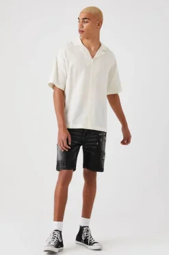 Zip-Pocket Denim Shorts
