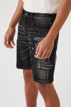 Zip-Pocket Denim Shorts
