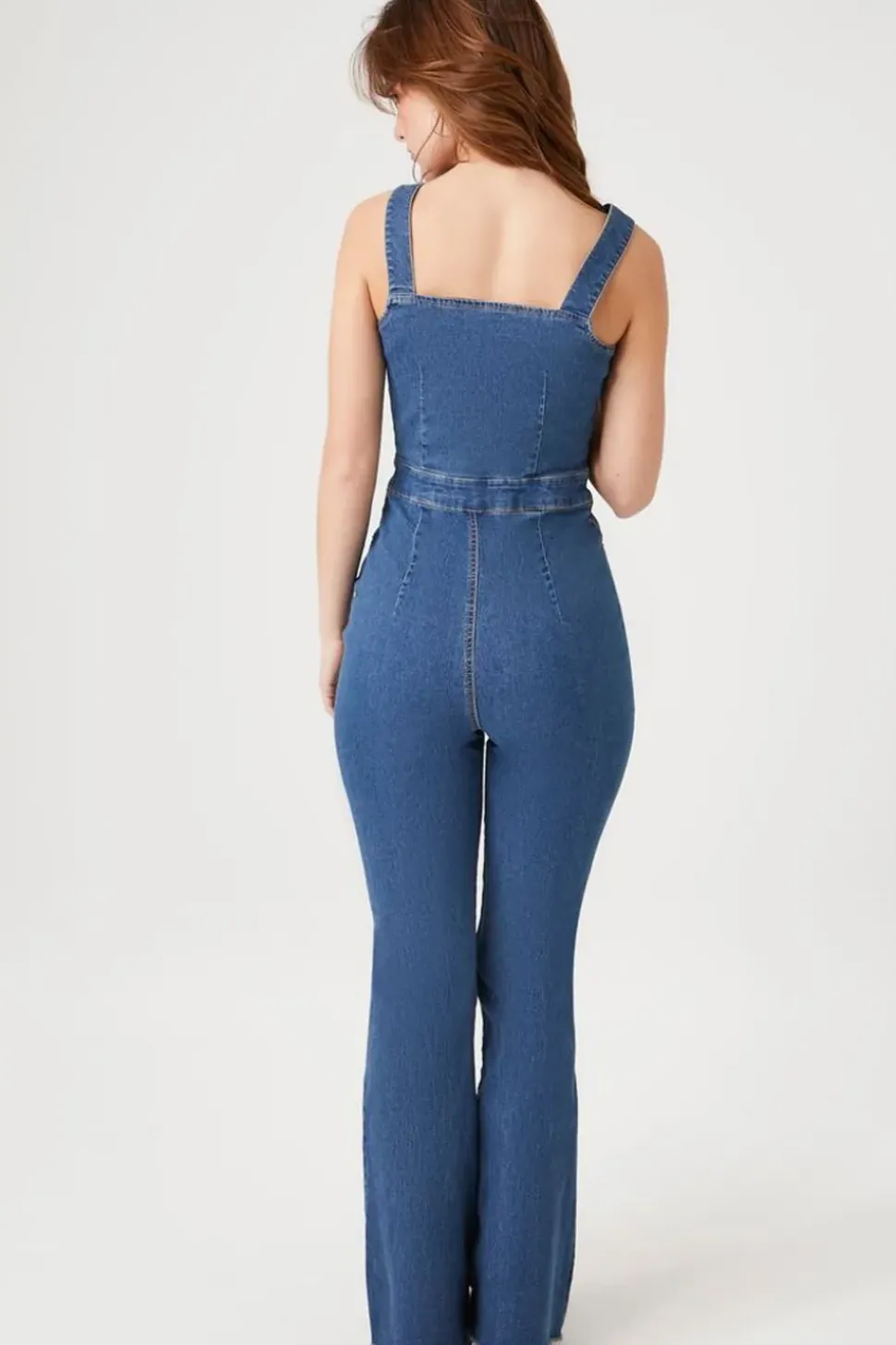 Zip-Up Denim Jumpsuit