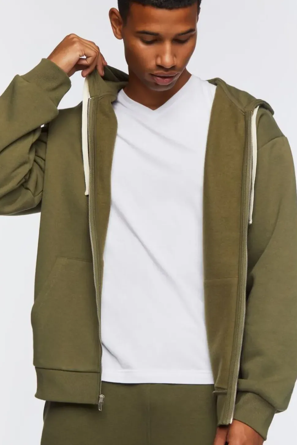 Zip-Up Drawstring Hoodie