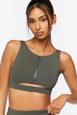 Zip-Up Longline Sports Bra