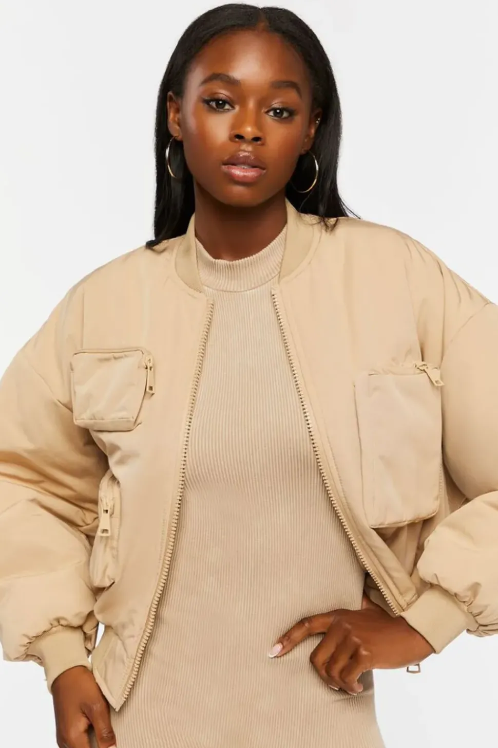 Zip-Up Utility Bomber Jacket